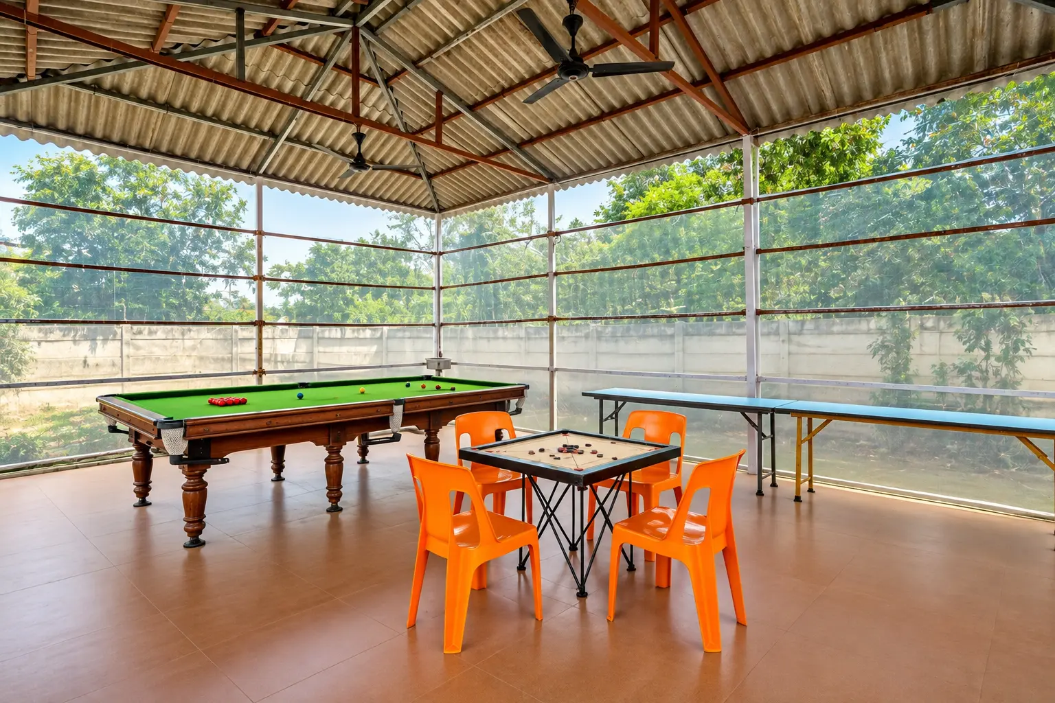 Snooker, carrom and indoor games area
