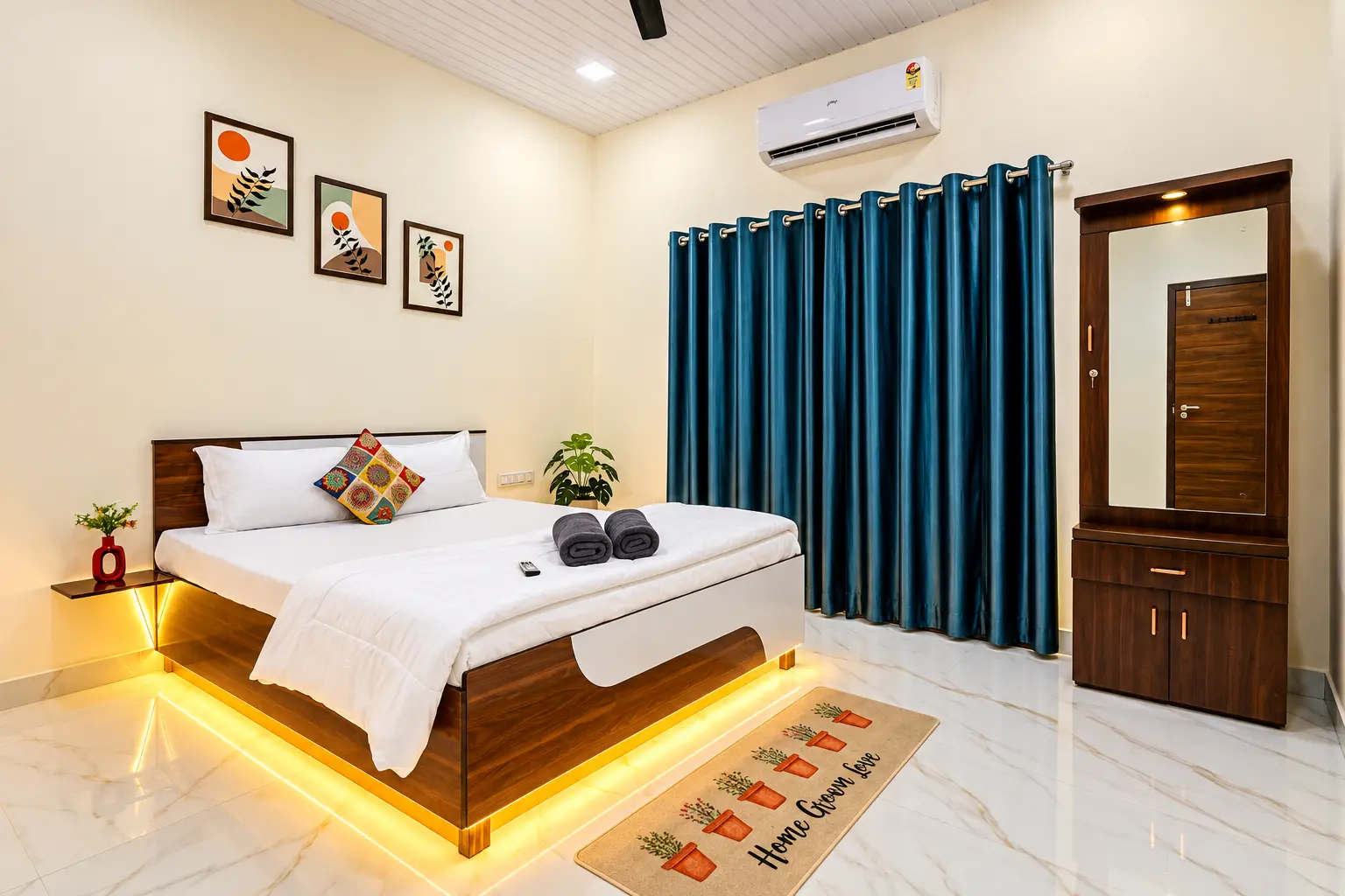 AC bedroom with balcony access